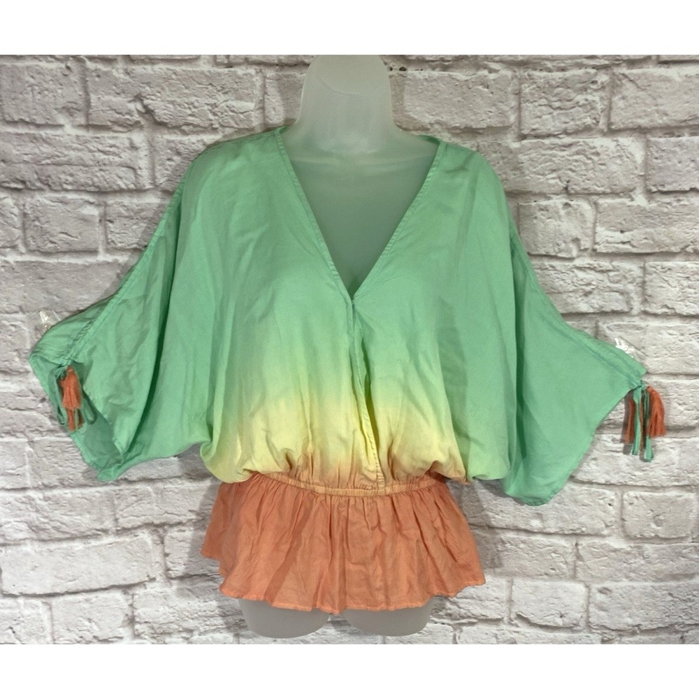 VENUS Ombre Batwing Dolman Oversized Shirt Size 6 Artsy Boho Colorful Festive